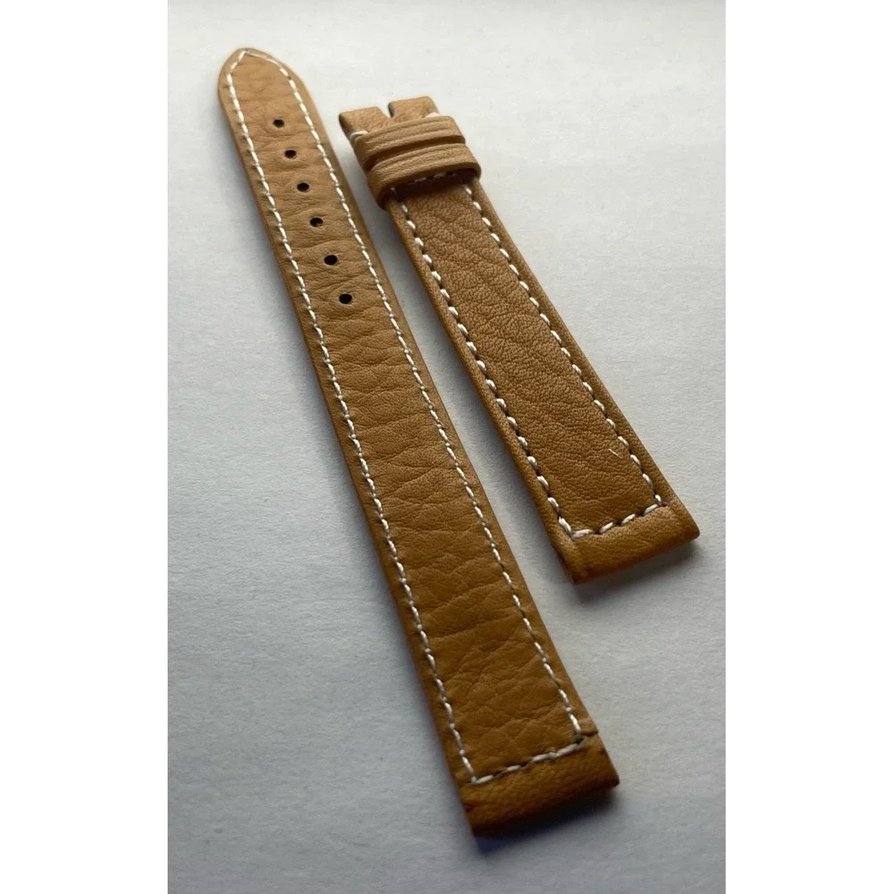 14mm tan leather watch band No Buckle‎